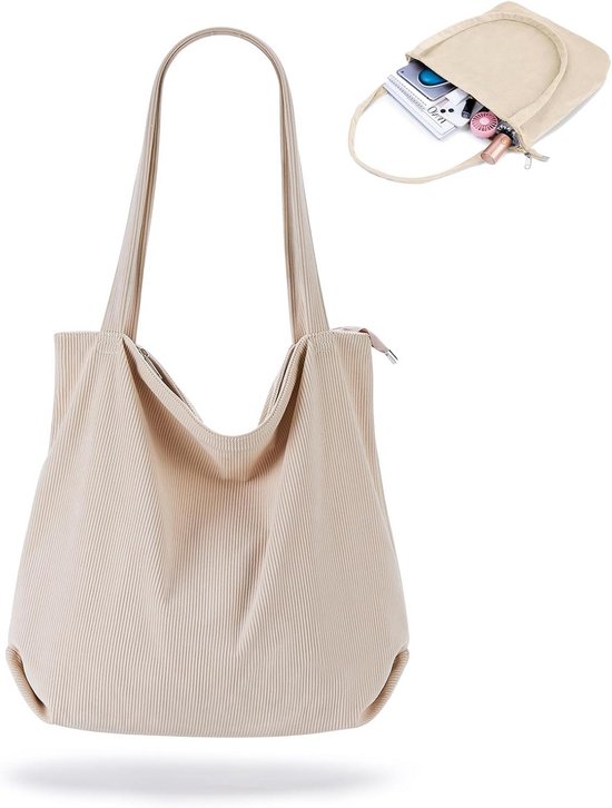 AfitLulu Grote tote Bag kunstleren schoudertas voor dames, met brede