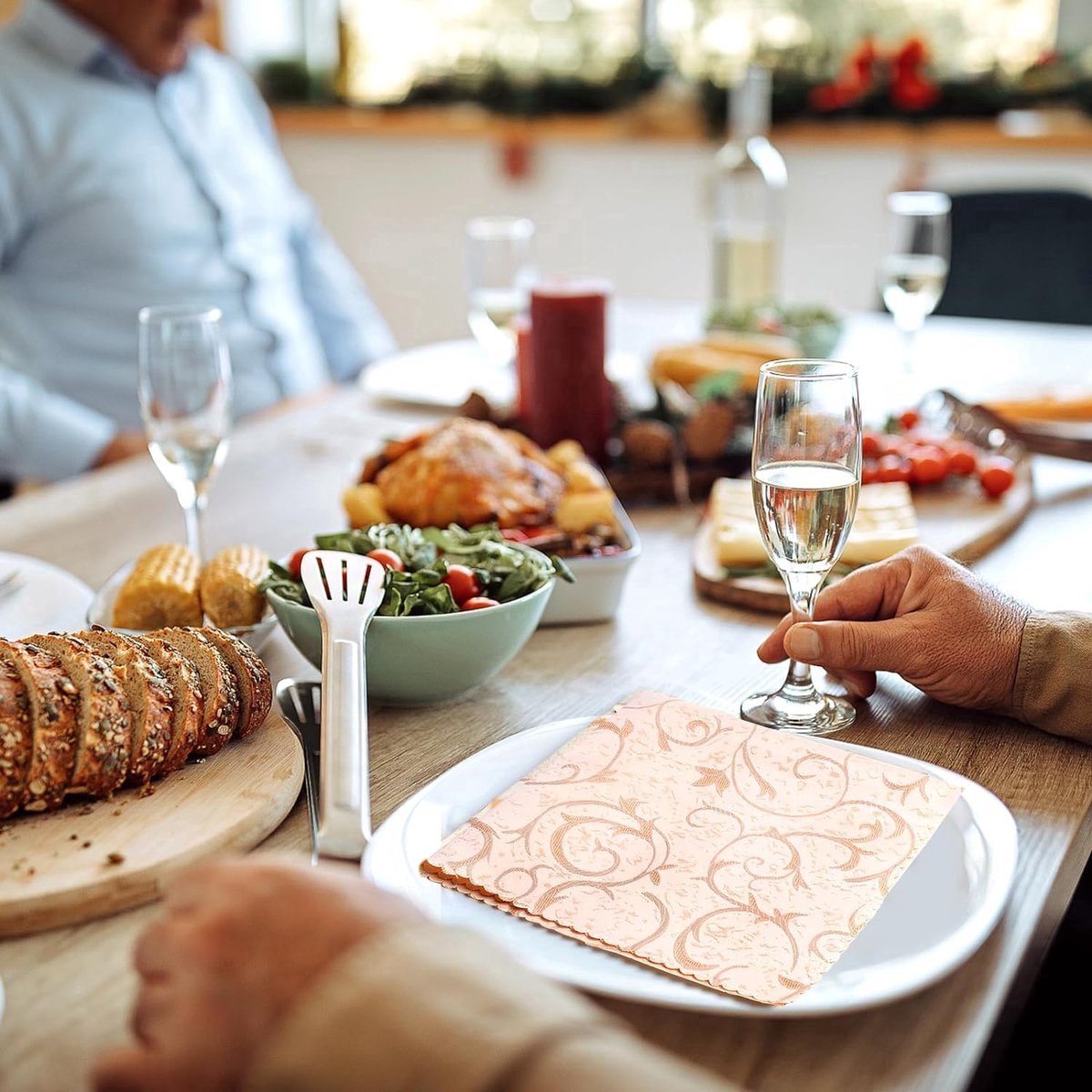 Stunq® Servetten gouden bruiloft als stof, 6 stuks, stofachtige servetten bruiloft beige, premium bruiloftsservetten bruiloft goud, 48 x 48 cm, voor bruiloft, verjaardag, feest, doop