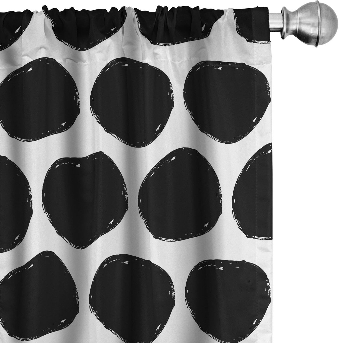 ABAKUHAUS stippen – Gordijnen – 2x75x225 cm – mikrofaser, halfschaduw Zwart en wit