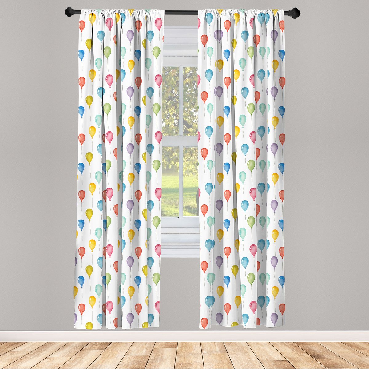 ABAKUHAUS Raamgordijnen – 2-delige 75x225 cm – Meerkleurig, Roedezak