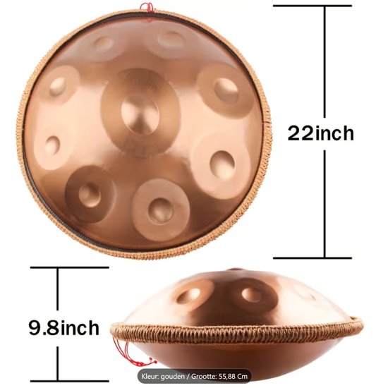 Professionele Handpan 22 Inch (55,88 cm) - Gouden Handpan Drum met Draagtas, Standaard, Mallet, Onderhoudsolie & Doek - Meditatie, Yoga, Sound Healing en Muziek van Merkloos — afbeelding 3