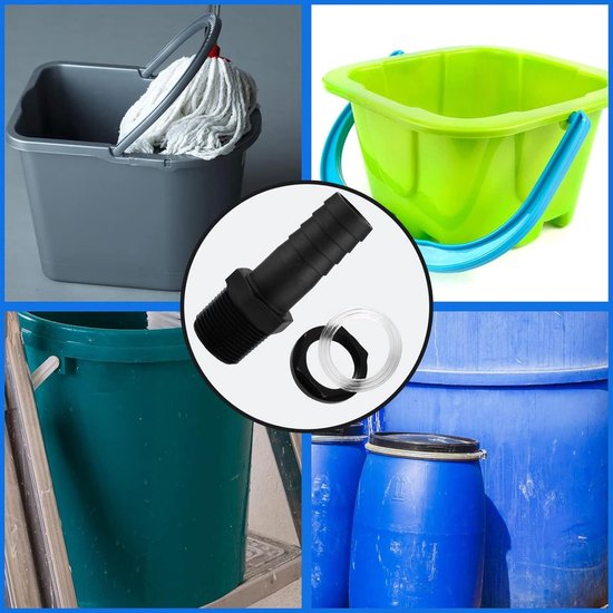 Cosensi - Regenton aansluitset 2 stuks 2,54 cm - Regentonconnector met tuit en afdichting - Voor watertanks en reservoirs — afbeelding 3