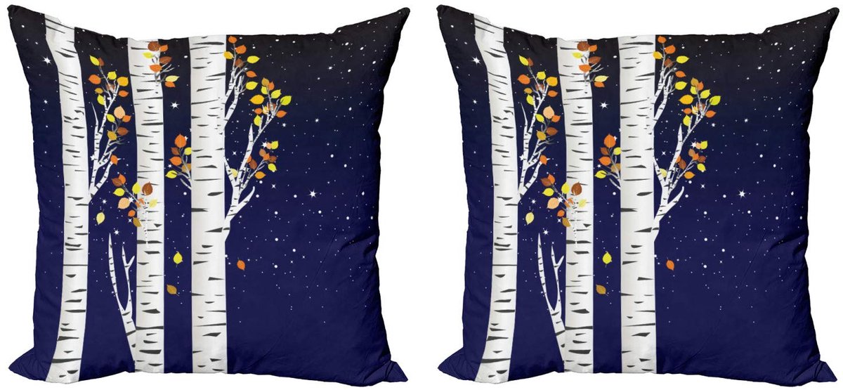 ABAKUHAUS Herfst Kussenhoesenset – 2x45 cm – Dubbelzijdig digitaal bedrukt Dunkelblau