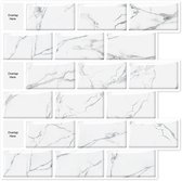 24Supply Plaktegels - 10 Stuks - Glans - Wit Marmer - 30.5x30.5cm
