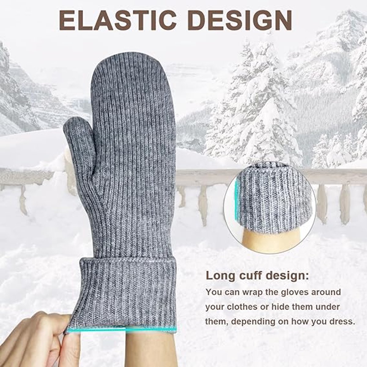 Wollen Winterhandschoenen Voor Dames En Heren Elastische En Extra Warme Wanten Met Vachtvoering Voor Sneeuw En Koud Weer Ideaal Cadeau — cadeau in Mode & Accessoires - foto 4