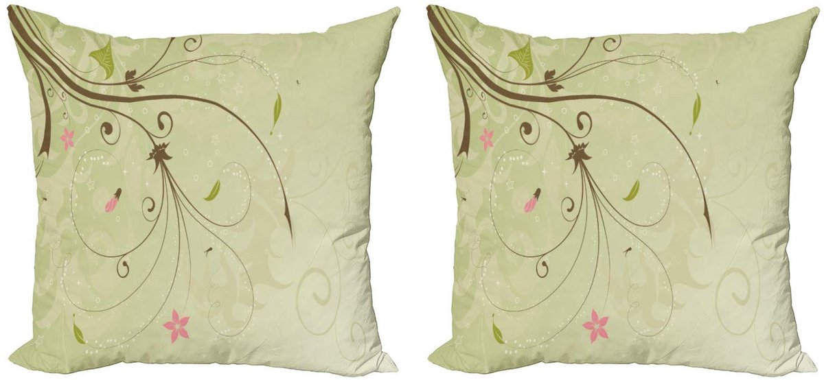 ABAKUHAUS Kussenhoezen Set 2x45x45 cm – Dubbelzijdige opdruk – Microvezel Hellgroen