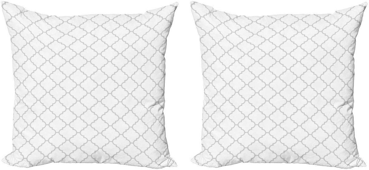 ABAKUHAUS Kussenhoes Set 2x 40x40 cm – Dubbelzijdig bedrukt – Wit/Grijs Wit grijs