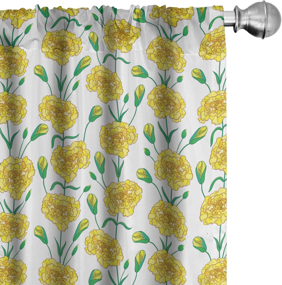 ABAKUHAUS Nelke – Gordijnen – 2x75x245 cm – halfdonker, microvezel – geel jadegroen wit