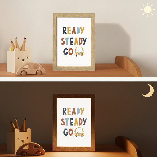 Nachtlampje 15x20 cm - Kinder lampje - Auto - Quote - Kleuren - Voertuigen - Tafellamp kinderkamer - Slaapkamer lamp - Bedlamp kinderen - Kinderlampje stopcontact - Wandlamp babykamer - Nachtlampjes van OnlyWow — afbeelding 4