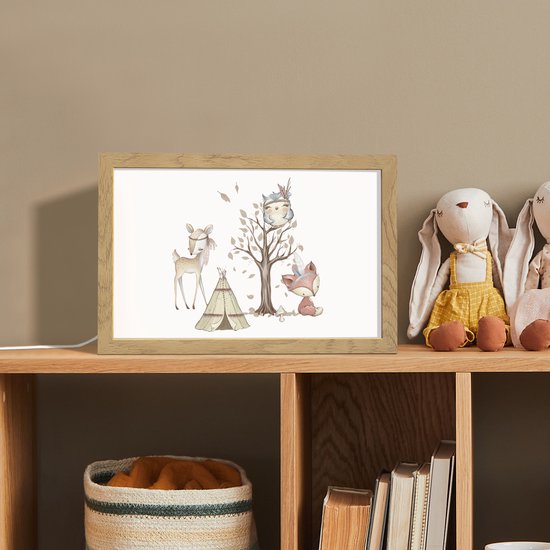 Nachtlampje 30x20 cm - Kinder lamp - Wilde dieren - Bos - Illustratie - Tafellamp kinderkamer - Slaapkamer lamp - Bedlamp kinderen - Kinderlampje stopcontact - Wandlamp babykamer - Nachtlampjes van Merkloos — afbeelding 3