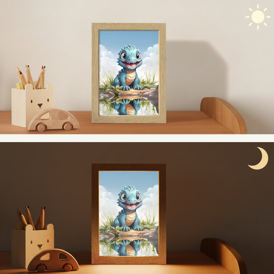 Nachtlampje 15x20 cm - Kinder lamp - Draak - Blauw - Jongens - Kinderen - Tafellamp kinderkamer - Slaapkamer lamp - Bedlamp kinderen - Kinderlampje stopcontact - Wandlamp babykamer - Nachtlampjes van Merkloos — afbeelding 4