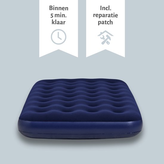 Bestway – Luchtbed – 1-Persoons – 99×188×22 cm – Blauw - Luchtbed 1 Persoon - Camping Luchtbed - Luchtbed Buiten - Luchtbed Binnen - Luchtbed Met Velours — afbeelding 2
