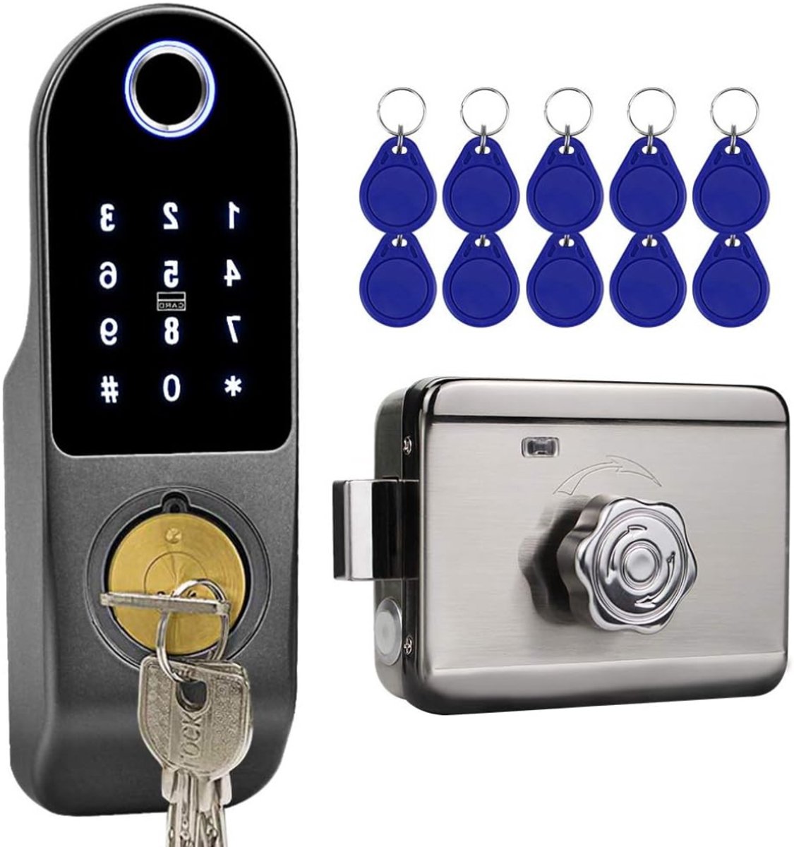 VIN® Deurslot Buitendeur - Smartlock - Slim Deurslot Met Vingerdrukherkenning - Codeslot - Elektrisch Deurslot Met Code Toegang - Intelligent Smart Lock - Roestvrij staal - Grijs