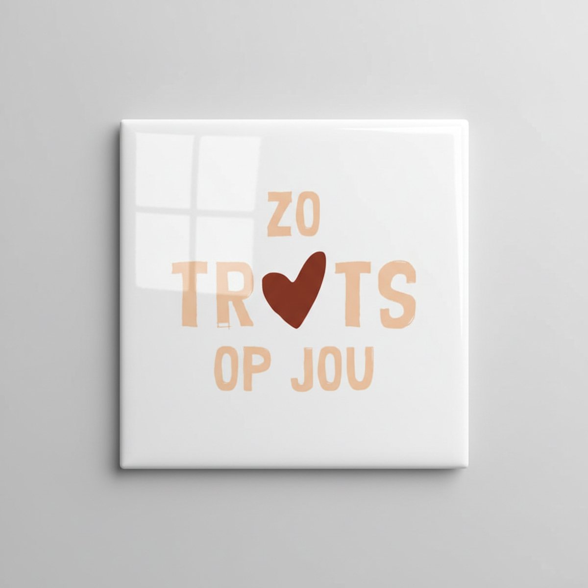 Nevolis Zo Trots Op Jou Keramische Tegel – Hart Quote – Warme Minimalistische Woondecoratie – 15 × 15 cm Multi Color
