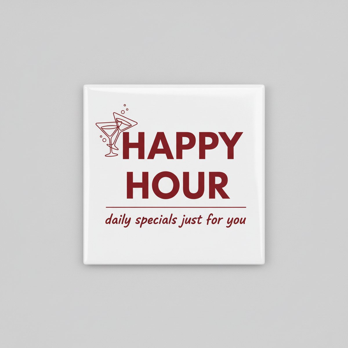 Nevolis Happy Hour Quote Tegel 15x15 cm – Cocktail Bar Stijl Keramische Decoratieve Tegel voor Keuken & Thuisbar Multi Color