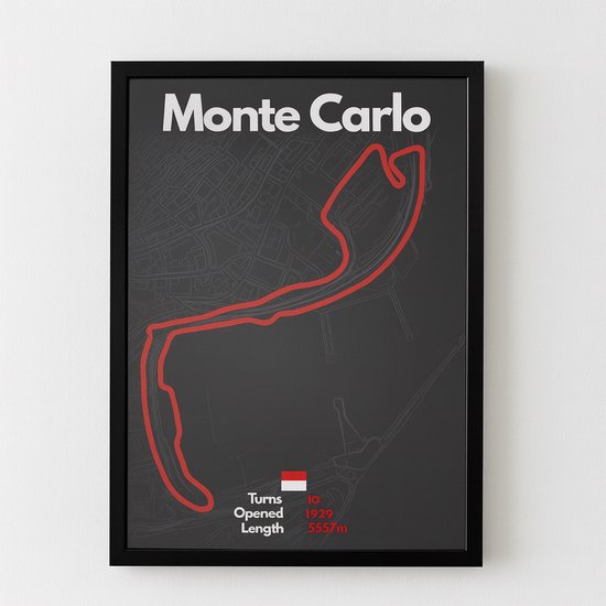Circuit Monaco 3D Schilderij – Wanddecoratie – Racebaan Poster – Monaco – Diepte Effect – 23x32 cm – Inclusief Lijst & Standaard