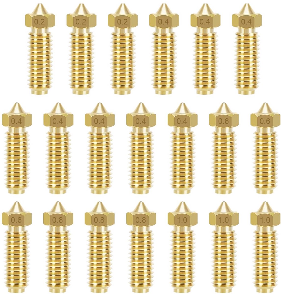 23 Stuks Messing 3D Printer Nozzles Set voor Anycubic Kobra 3/S1/Combo & FDM Printers - Diverse Maten (0.2mm t/m 1.0mm)