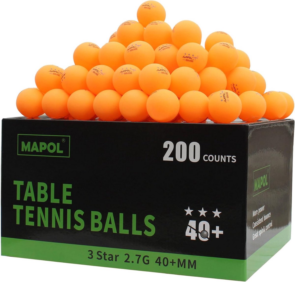 200 Stuks 3-Ster Trainings Tafeltennisballen Oranje en Wit