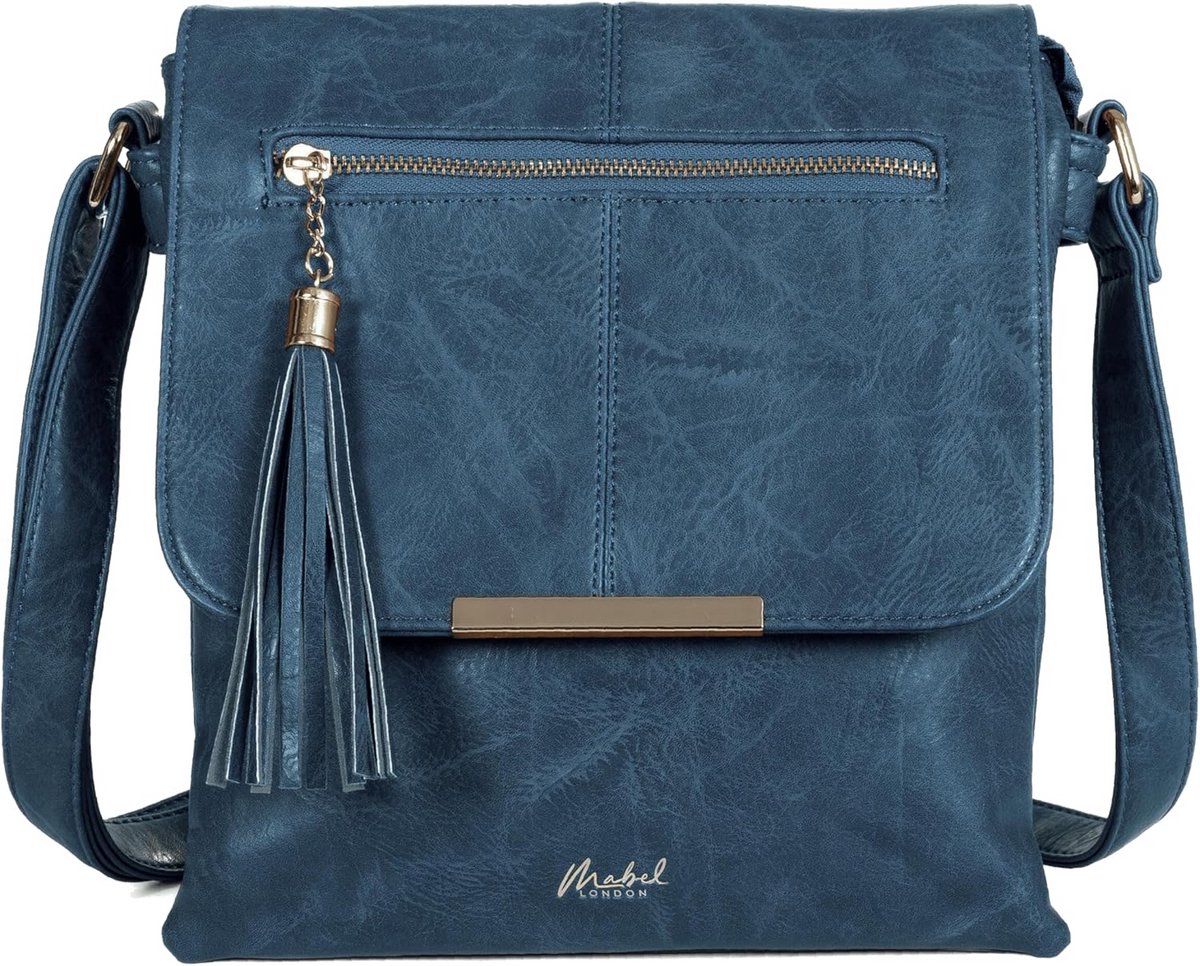 Dames Schoudertas Crossbody Tas Imitatieleer Verstelbare Band Navy Blauw