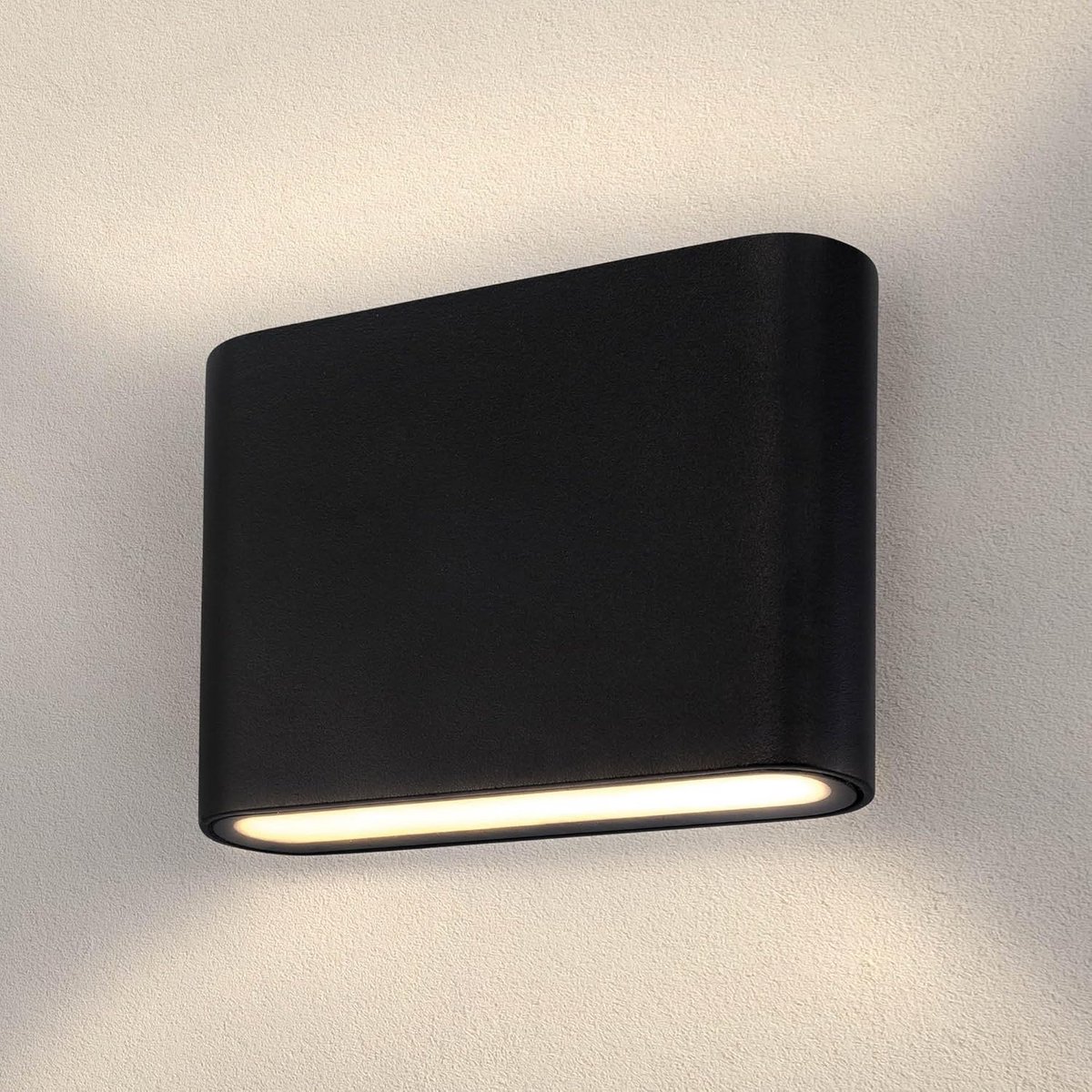 Ronde LED Wandlamp Zwart voor Buiten en Binnen met Warm Wit Licht