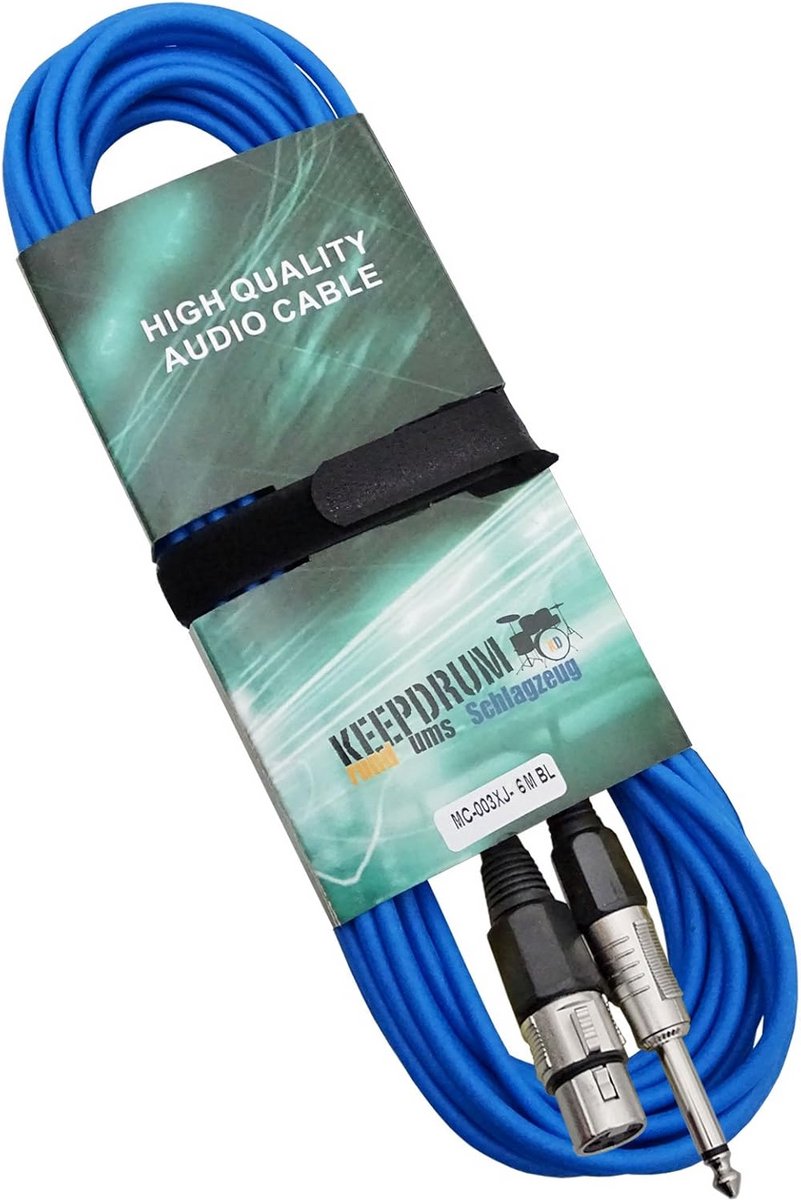 6 meter microfoonkabel XLR vrouwelijk naar jack 6,3 mm - blauw