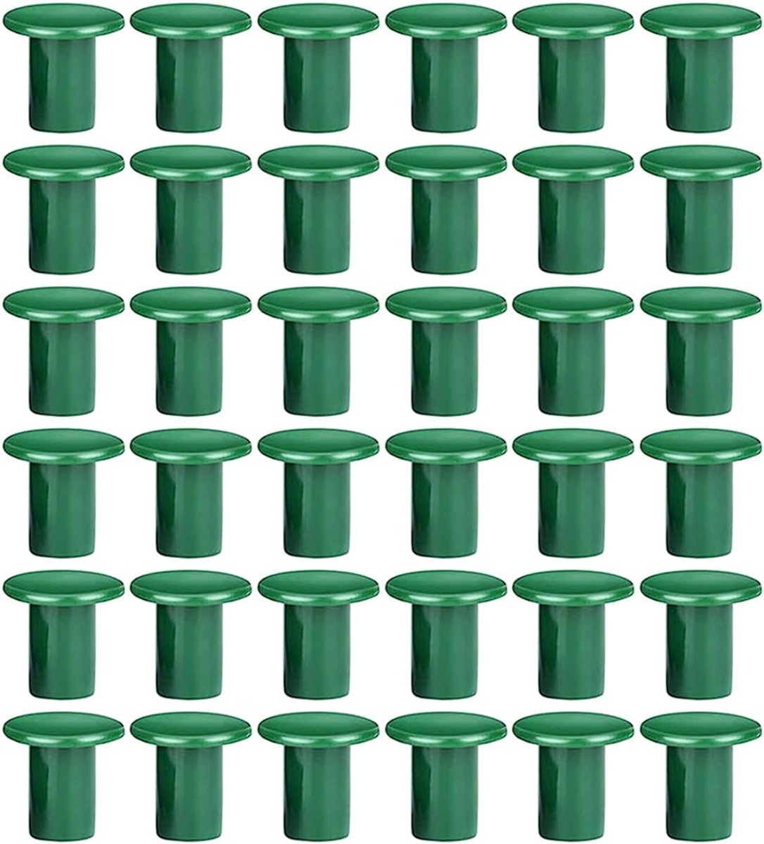 36 stuks groene rubberen bamboestok toppers 3 x 3 cm