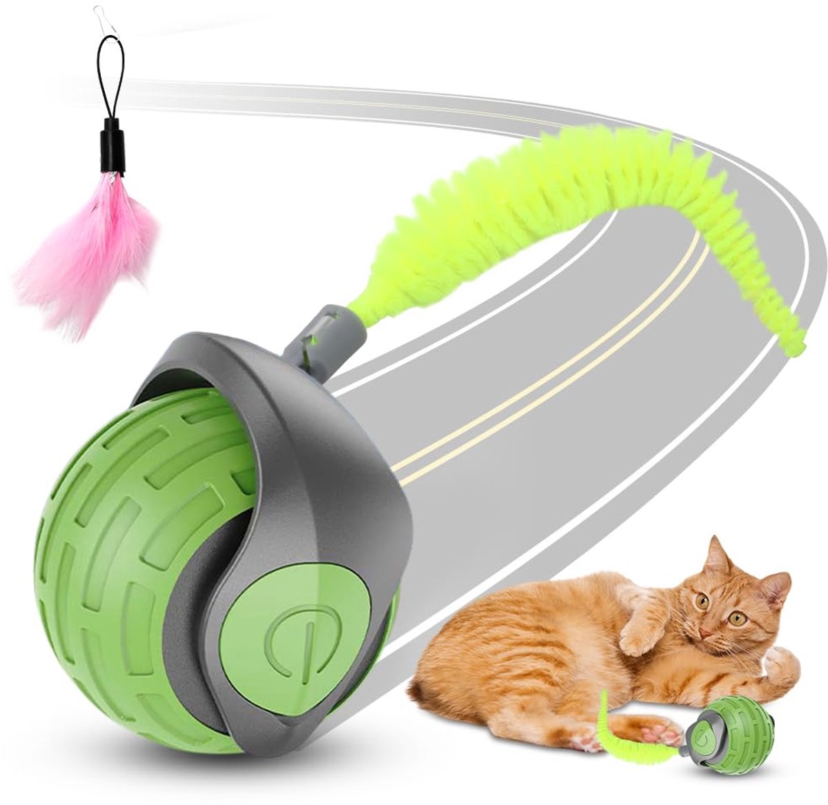 IMPERATORIS® Elektrisch Kattenbalspeelgoed – Interactief Kattenspeeltje / Automatisch Rollend Slim Speelgoed voor Katten – Oplaadbaar – Voor Interactief Spelen Binnenshuis – Geschikt voor Tapijt – 1 stuks