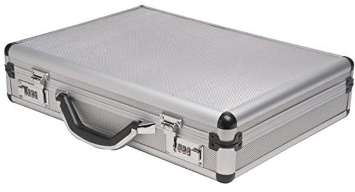 Zilveren Aluminium Aktetas 17.5" x 4" x 13" - Medium Formaat