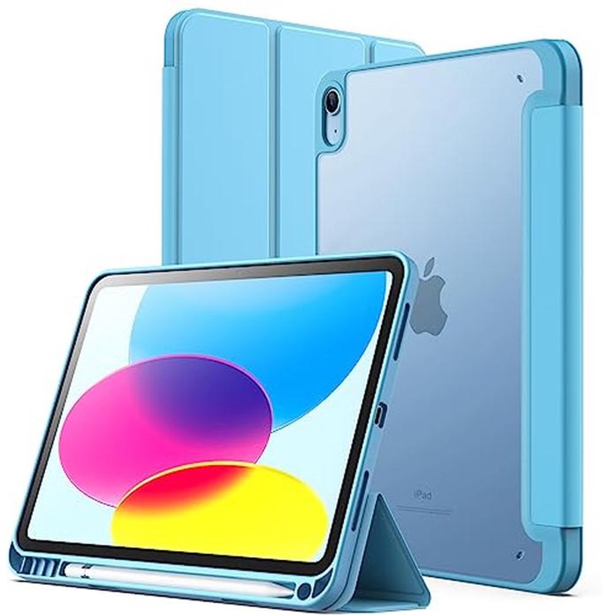 Matte Case voor iPad 11e/10e Generatie met Pencil Houder - Slanke Tablet Case (Blauw)