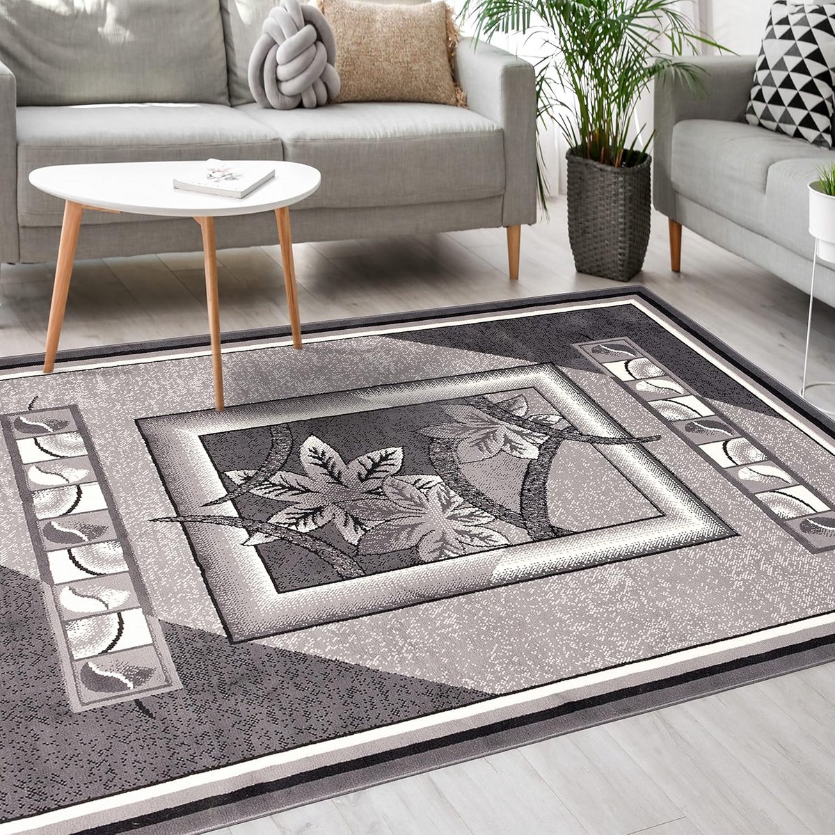 Modern Grijs Vloerkleed 60x100 cm - Kortpolig Tapijt Woonkamer, Slaapkamer - Hypoallergeen