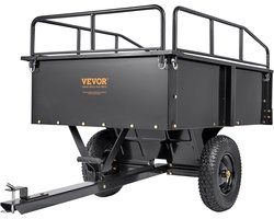 VEVOR Zware Zitmaaier Kipwagen met 340kg Laadvermogen, Trekhaak met Kantelbare Laadruimte, Aanhanger met Opklapbare Zijwanden, ATV UTV Aanhanger, Zwart