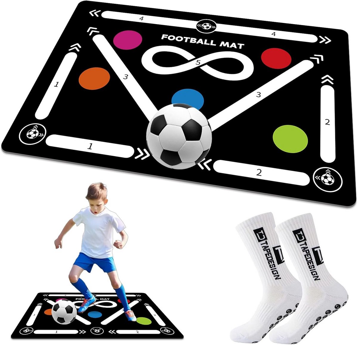 Voetbal Trainingsmat Binnen - Coördinatie, Snelheid en Behendigheid Oefenen voor Kinderen