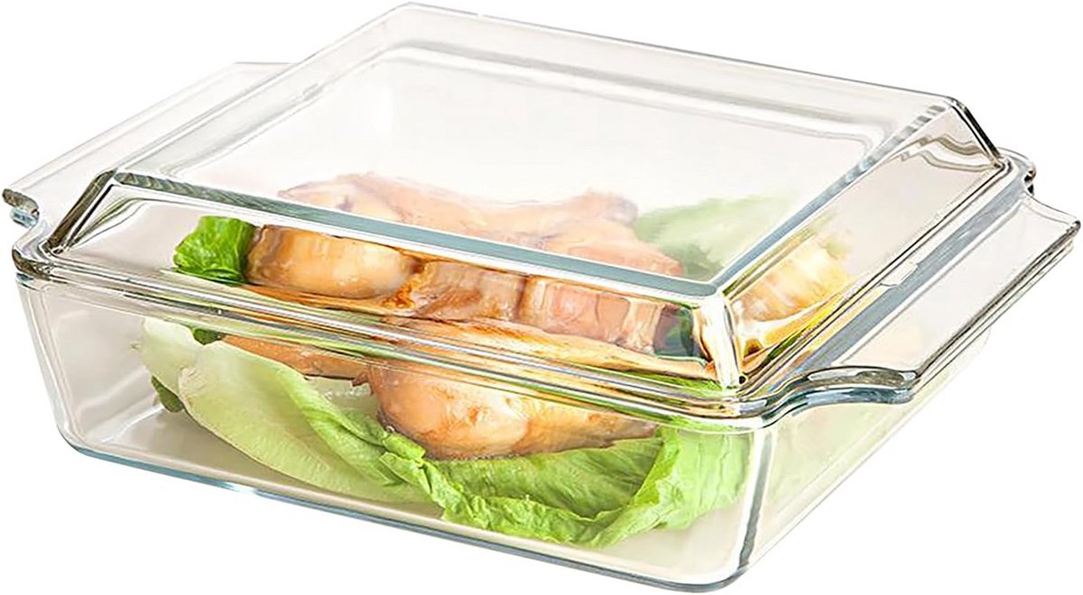 Kleine Ovenschaal met Deksel - 1.5 Liter Glazen Schaal voor Oven en Magnetron