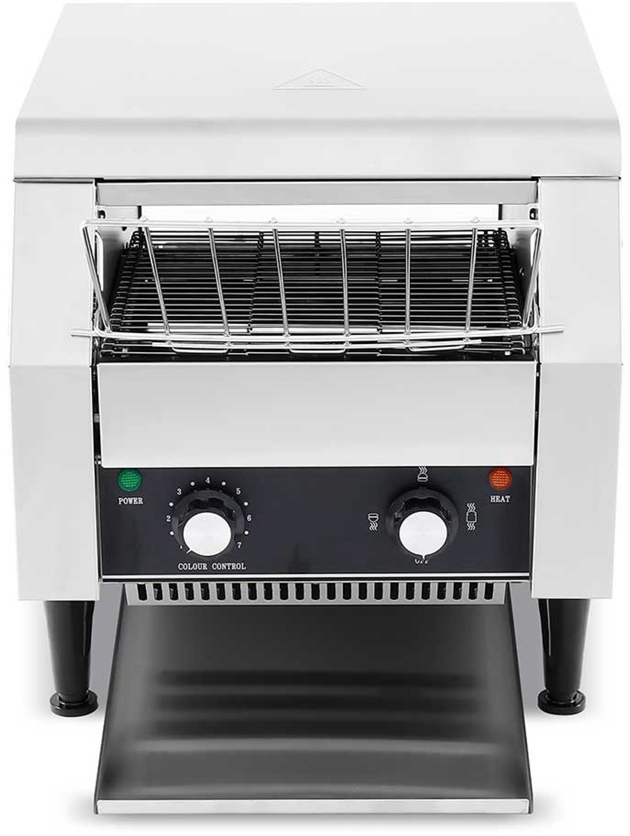 HCB® - Professionele Horeca Doorloop toaster - 300st p/u - 230V - RVS / INOX - broodrooster - 41.8x36.8x38.7 cm (DxBxH) - 14.2 kg - 9046