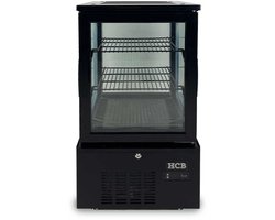 HCB® - Professionele Horeca Gebaksvitrine - 56 liter - zwart - 230V - Koelvitrine - 39.8x43.4x85.4 cm (DxBxH) - 37 kg - 8812
