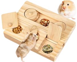 6-in-1 houten speelgoed voor hamsters om voedsel te zoeken, kauwspeelgoed voor konijnen, kauwspeelgoed voor cavia's, konijnen en chinchilla's