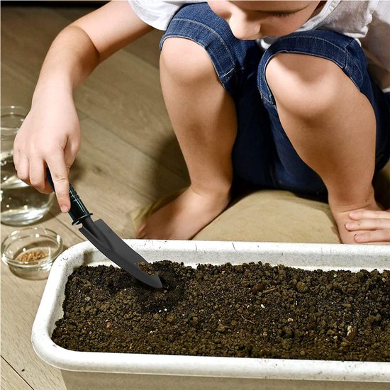 4-delige tuingereedschapset - Tuingereedschapset - Tuinschep - Plantgereedschap - Inclusief een handschep, plantenschep, onkruidverwijderaar en hark met antisliphandvat - Geschikt voor tuinen, gazons en boerderijen - Zwart — afbeelding 4