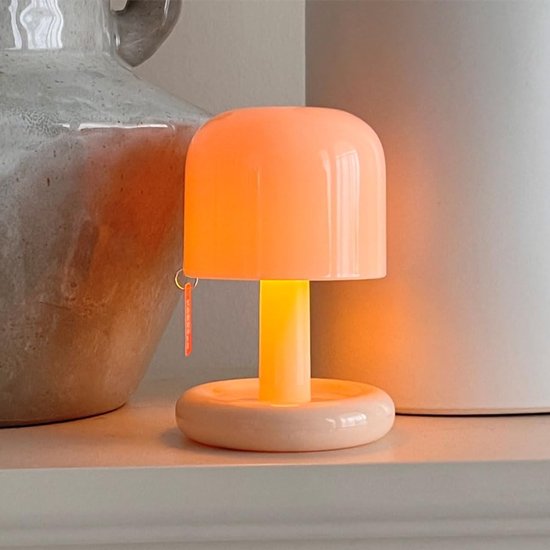 Houten nachtlampje, werkt op batterijen, met schakelaar, draadloos opladen via USB, mini nachtlampje, warm licht, draagbare acryl tafellamp, geschikt voor de slaapkamer.