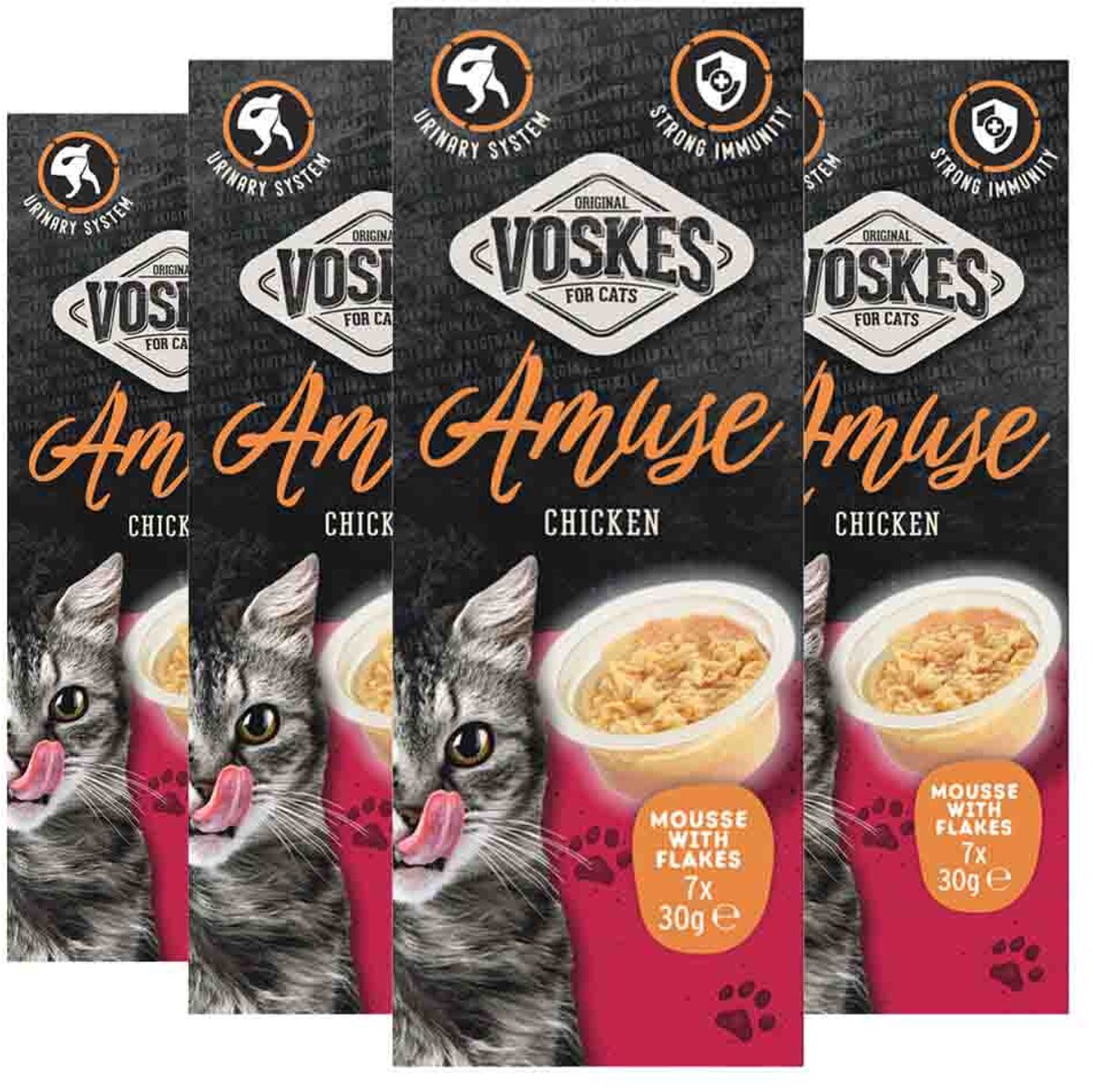 Voskes Kattensnack Mousse Kip - 4 x 7x30 gr - Voordeelverpakking