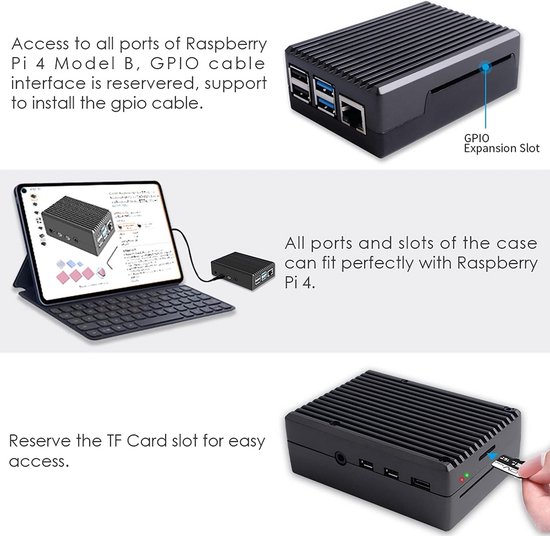 Raspberry Pi 4 Metalen Behuizing Met Koelkolom en Koellichaam