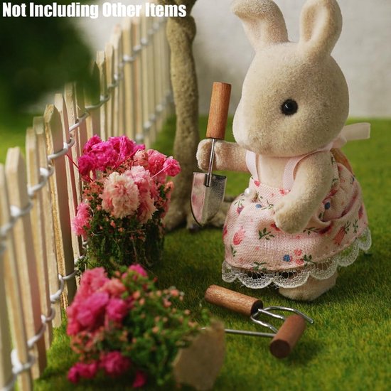 Miniatuur tuinbouw gereedschappen 1/12 - 6 stuks inclusief kettingzaag, onkruidtrekker, schoffels en harken - Metaal en hout voor diorama en poppenhuis — afbeelding 5
