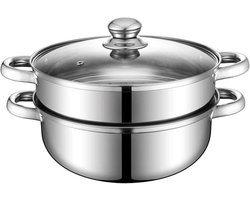 Stoompan 28 cm Roestvrij Staal 2 Laags voor Groenten en Dumplings