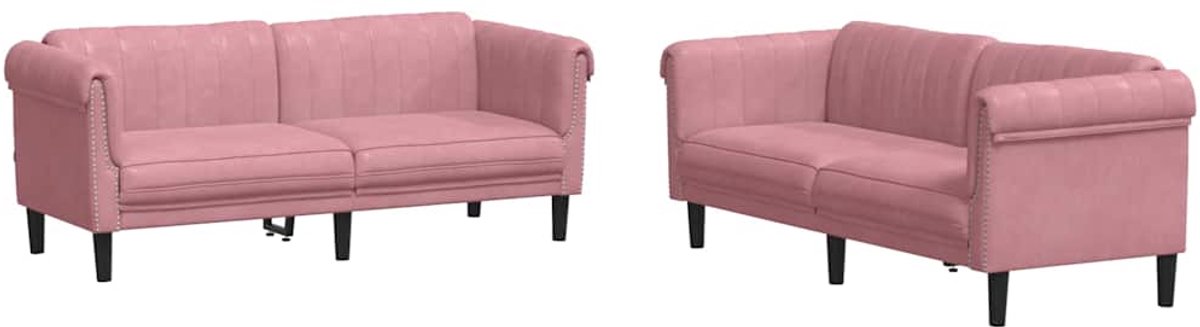 vidaXL - 2-delige - Loungeset - fluweel - roze