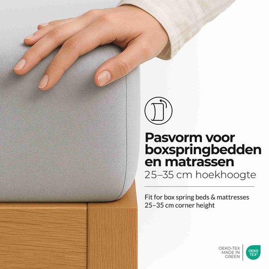 Hoeslaken etérea Extra Jersey 180x200 - 200x220 cm - Oekotex - 100% coton - jusqu'à 35 cm - Argent