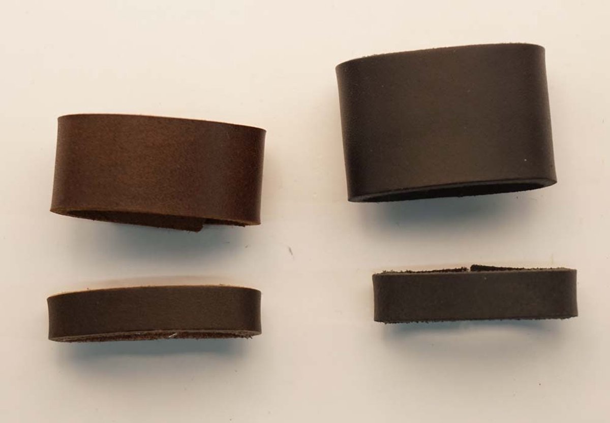 4 Lederen riem lussen voor riem van 4 cm breed : verschillende hoogtes van lus 1x zwart 1cm breed, 1x zwart 3 cm, 1x bruin 1 cm breed, 1x bruin 2 cm breed - riem lussen voor riem van 40 mm - zwarte riem lusjes - bruin riem lusjes - riem vervangen
