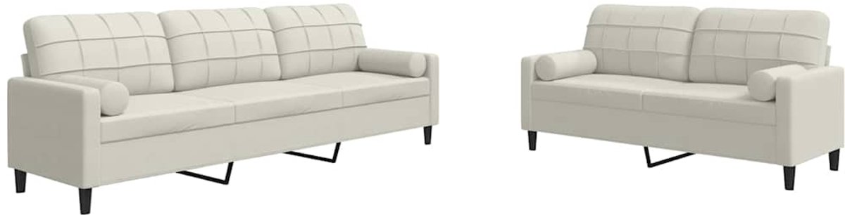 vidaXL - 2-delige - Loungeset - met - kussens - en - bolsters - fluweel - crèmekleurig