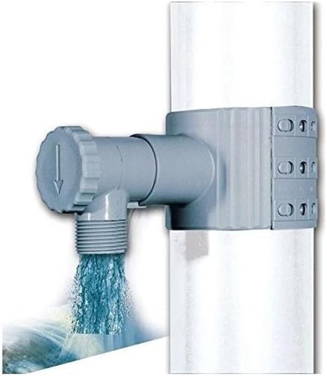 Regenwaterverzamelaar PVC 75-100 mm met Kraan en Gattenzaag - Grijs