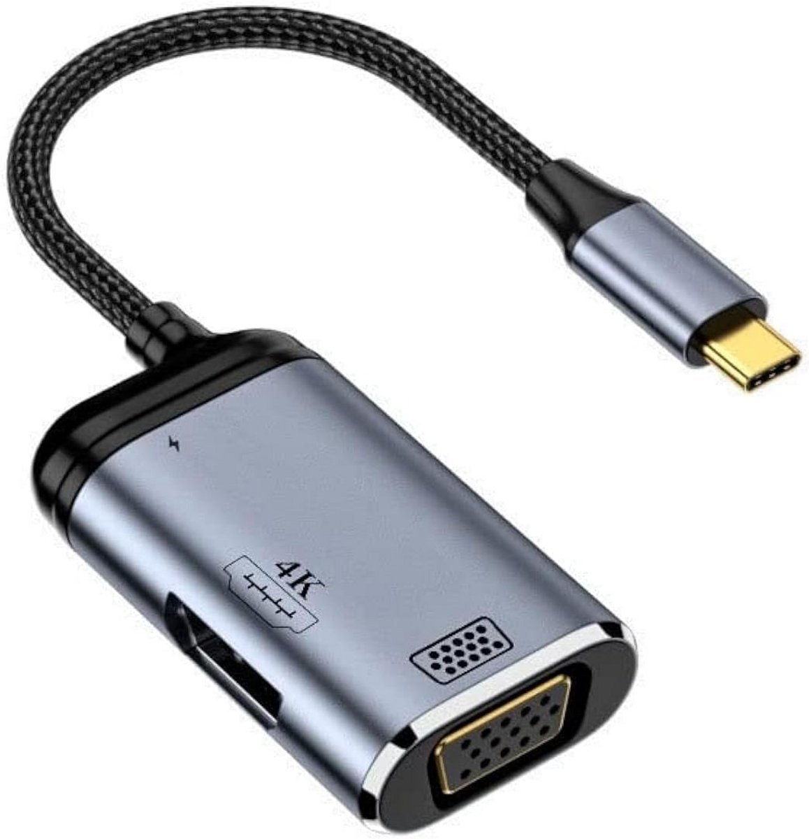USB-C naar HDMI VGA Converter 4K 60Hz Multiport Adapter met Power Delivery
