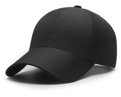 Geperforeerde Baseball Cap – Ademende, Sneldrogende Sportpet met Verstelbare Pasvorm en Zonbescherming voor Heren en Dames – Zwart