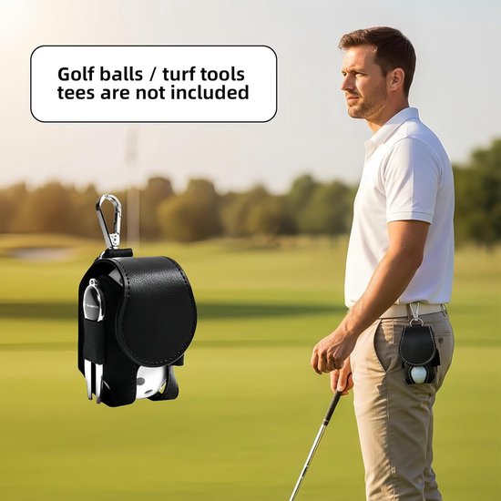 Golfheuptas - 1 stuk - Golfbaltas - 4,5 × 4,5 × 8,5 cm - Draagbaar - Mini golfheuptas - Met riemclip - Unisex - Cadeau voor golfers - Compact accessoire - Bruin (alleen de opbergtas) van Merkloos — afbeelding 2